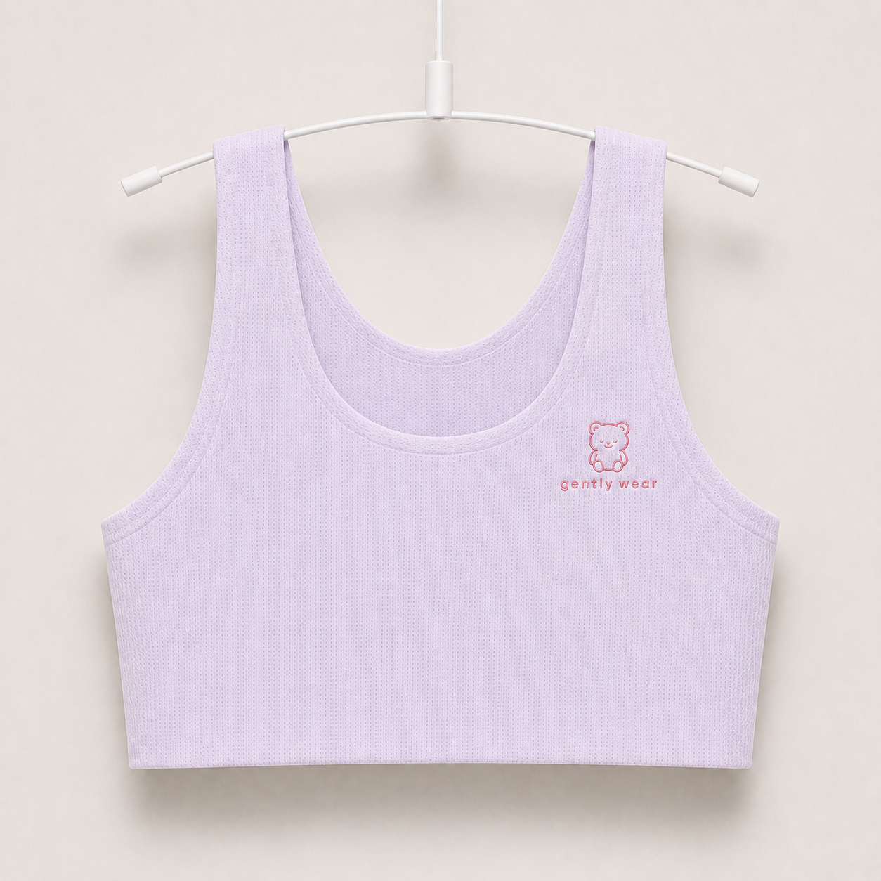 Gently first bra in lilac purple with embroidered bear logo
