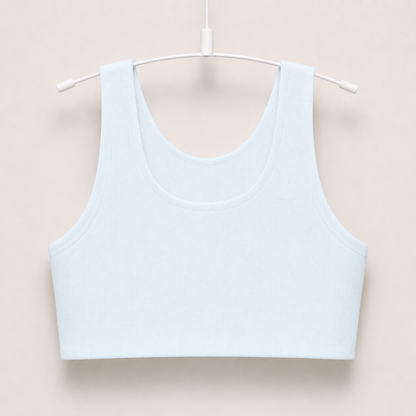Gently first bra in ice blue on a hanger