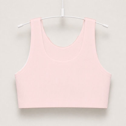 Gently first bra in pink on a hanger